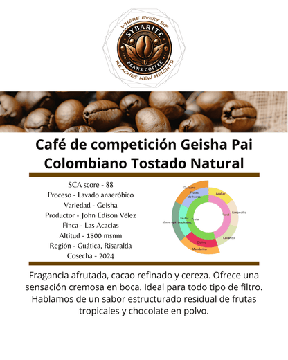 Café de competición Geisha Pai Colombiano Tostado Natural - SybariteCoffee